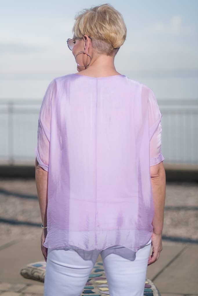 Adriana Silk Double Raw Edge Top (BQ209)