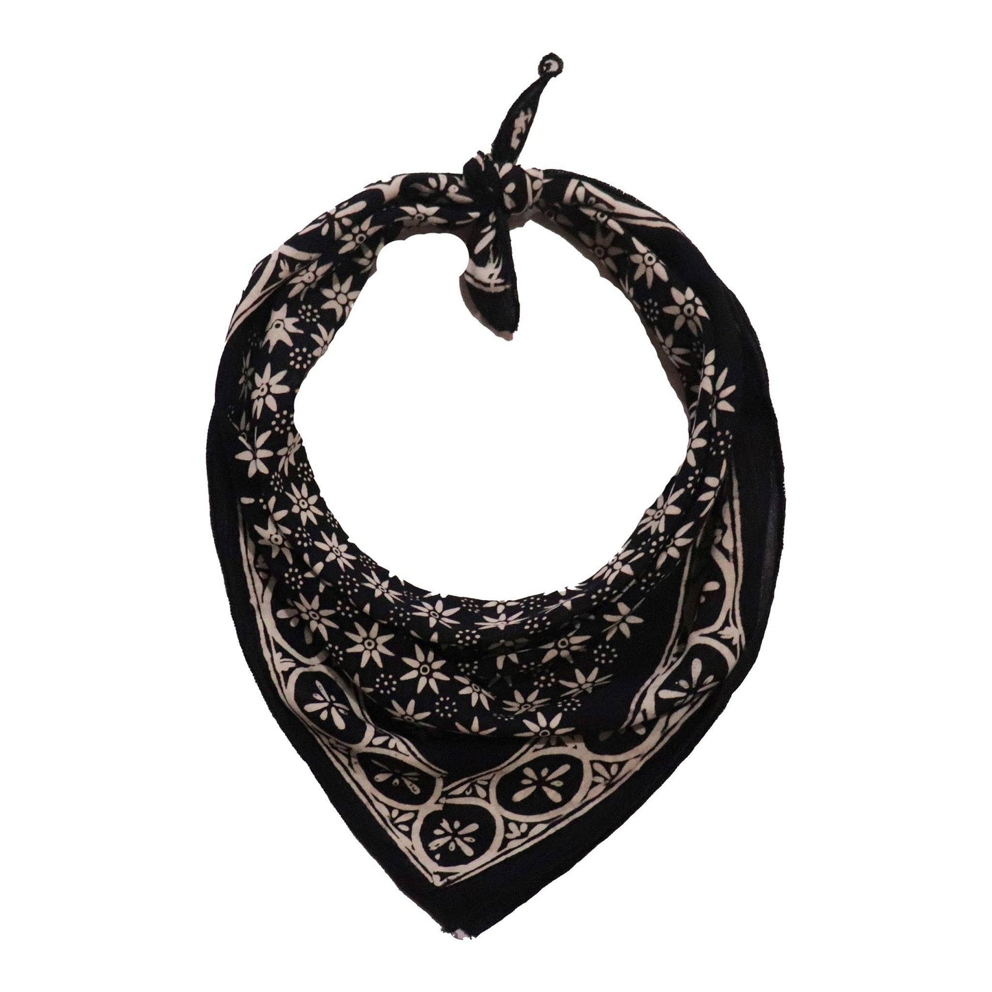 Hand Dyed Batik Bandana, 100% Soft Cotton, Black Mirage