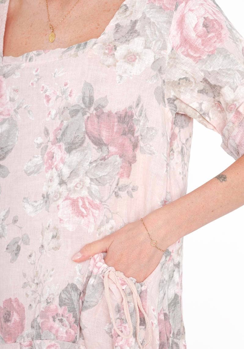 7697 LINEN DRESS, FLORAL SPRING SUMMER CLOTHING