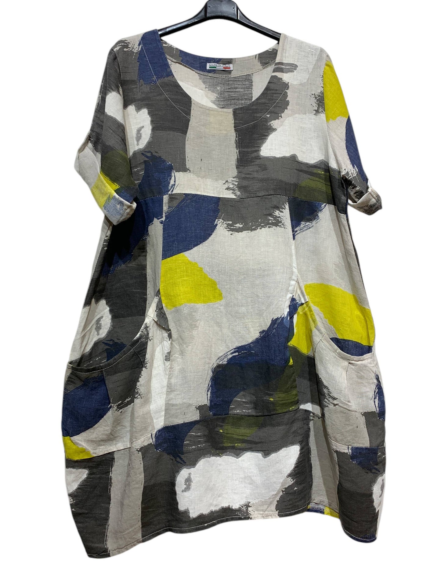 LINEN DRESS 0423 SPRING SUMMER CLOTHING ABSTRACT PATTERN