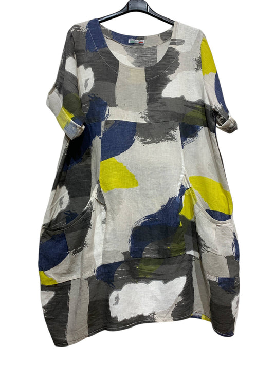 LINEN DRESS 0423 SPRING SUMMER CLOTHING ABSTRACT PATTERN