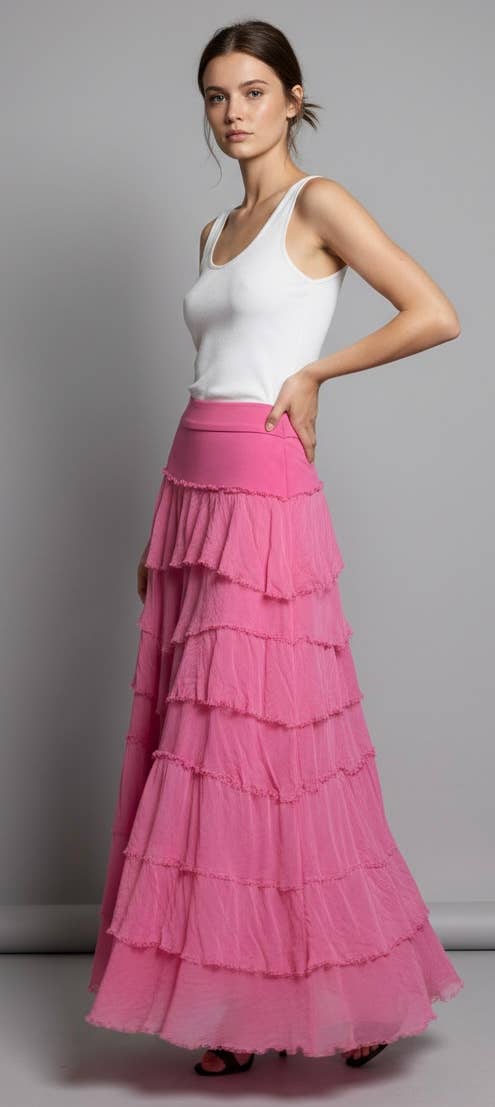 Silk Ruffle Skirt 
No Tariffs Will Be Added