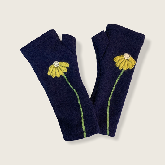 Fingerless Cashmere Gloves-Coneflower