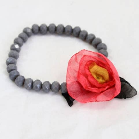 Mauve Crystal Flower Bracelet -The Classics Collections-  B1-1001