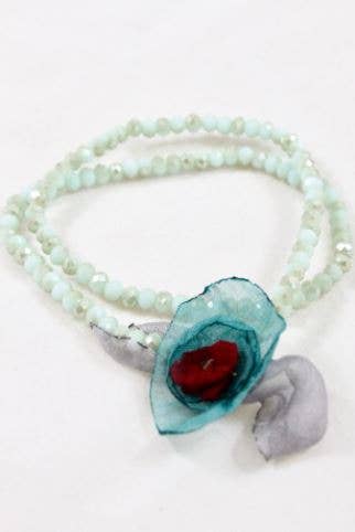 Mint Double Crystal Flower Bracelet -The Classics Collection- B1-1022