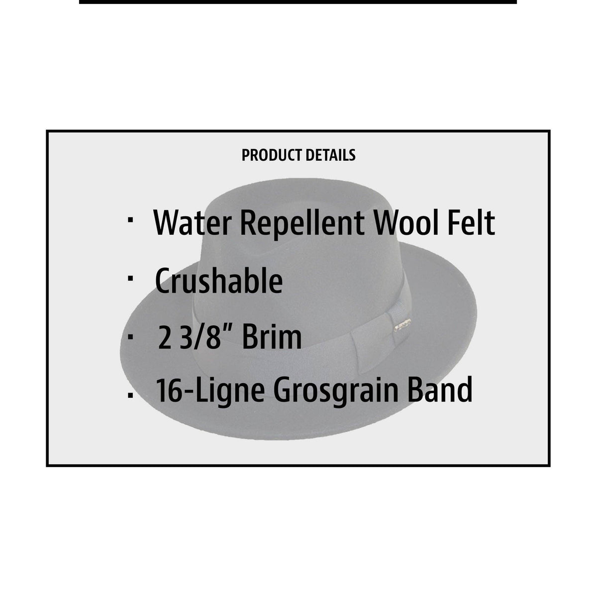 Mens Winter Wool Felt Crushable Fedora Hat- Bristol
