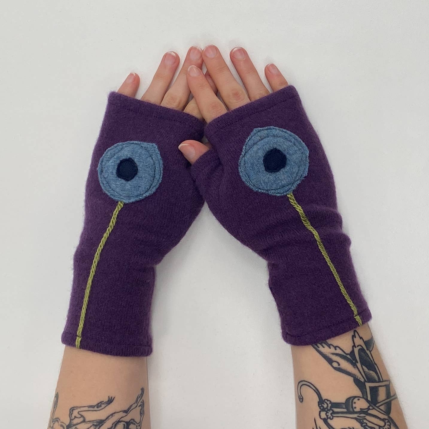 Fingerless Cashmere Gloves-Poppy