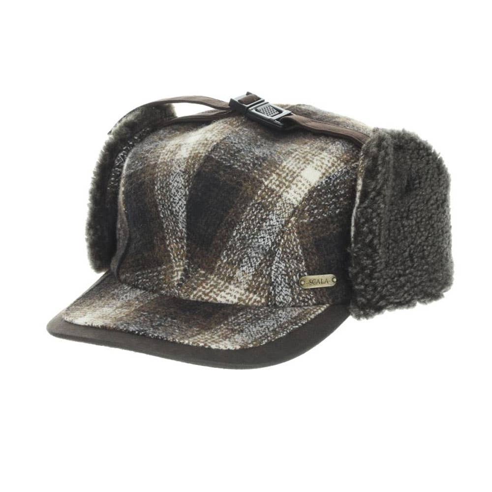 Mens Winter Wool Winter Cap Earflap Fleece Lined- Waddy