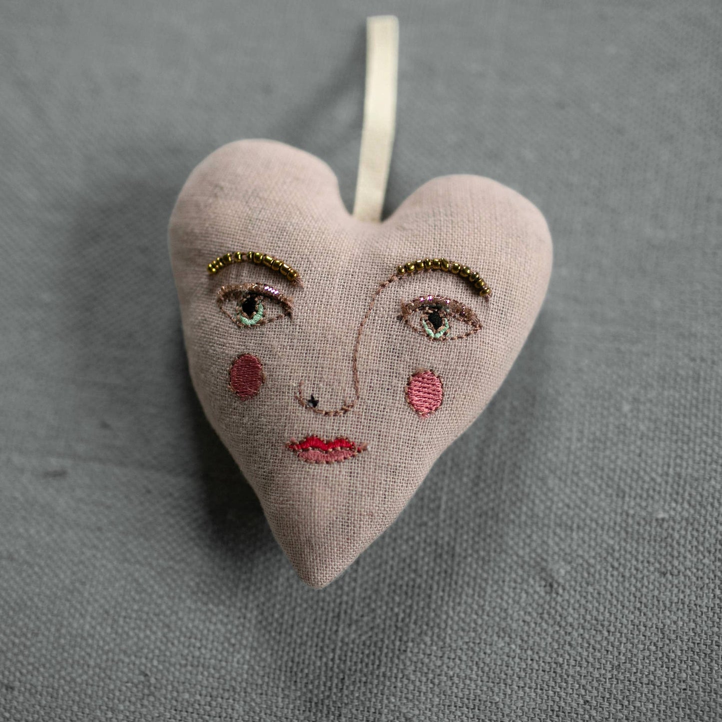 Handsome Heart, lavender & cotton Ornament