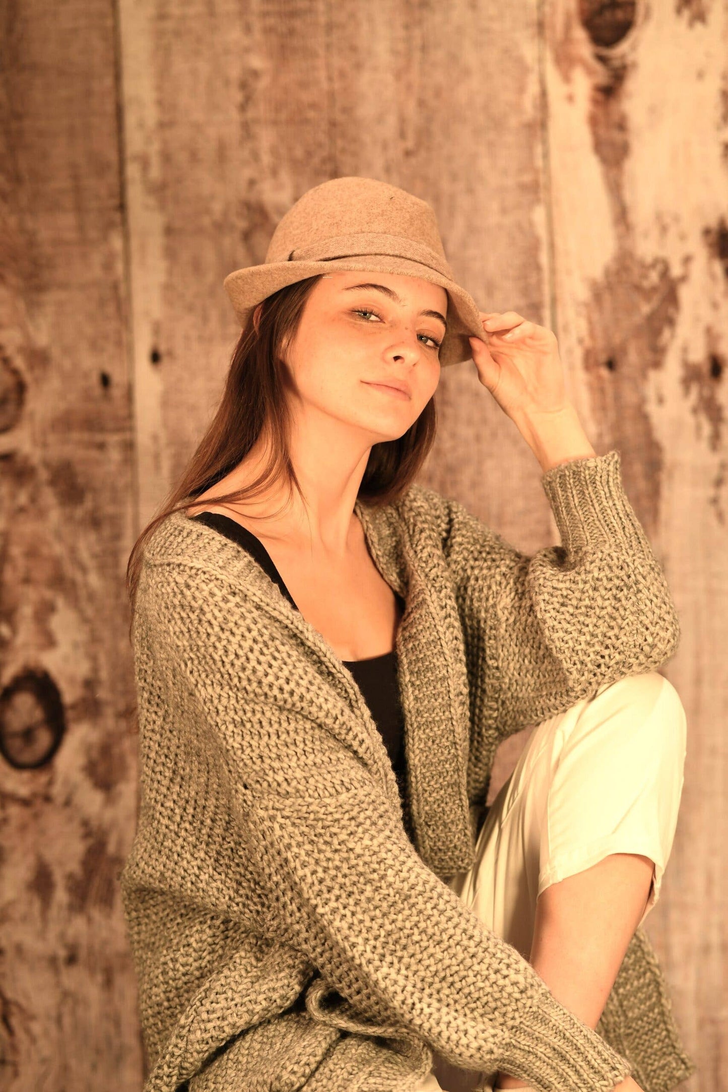 23S-0822 Boiled Wool Small Brim Fedora Hat