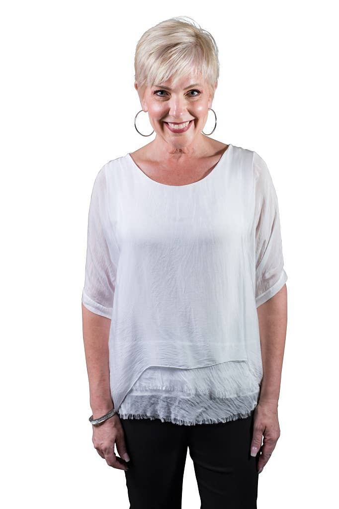 Adriana Silk Double Raw Edge Top (BQ209)