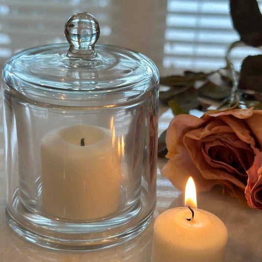 Glass Candle Holder With Glass Cover