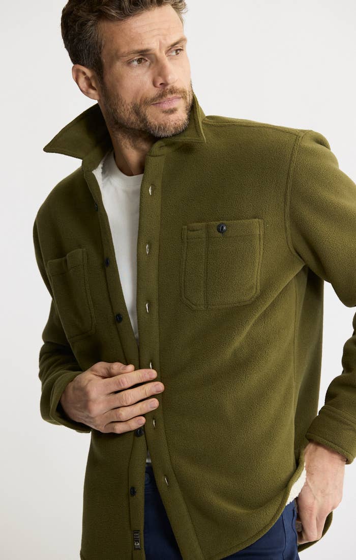 Sherpa Bonded Polar Fleece Shirt Jacket