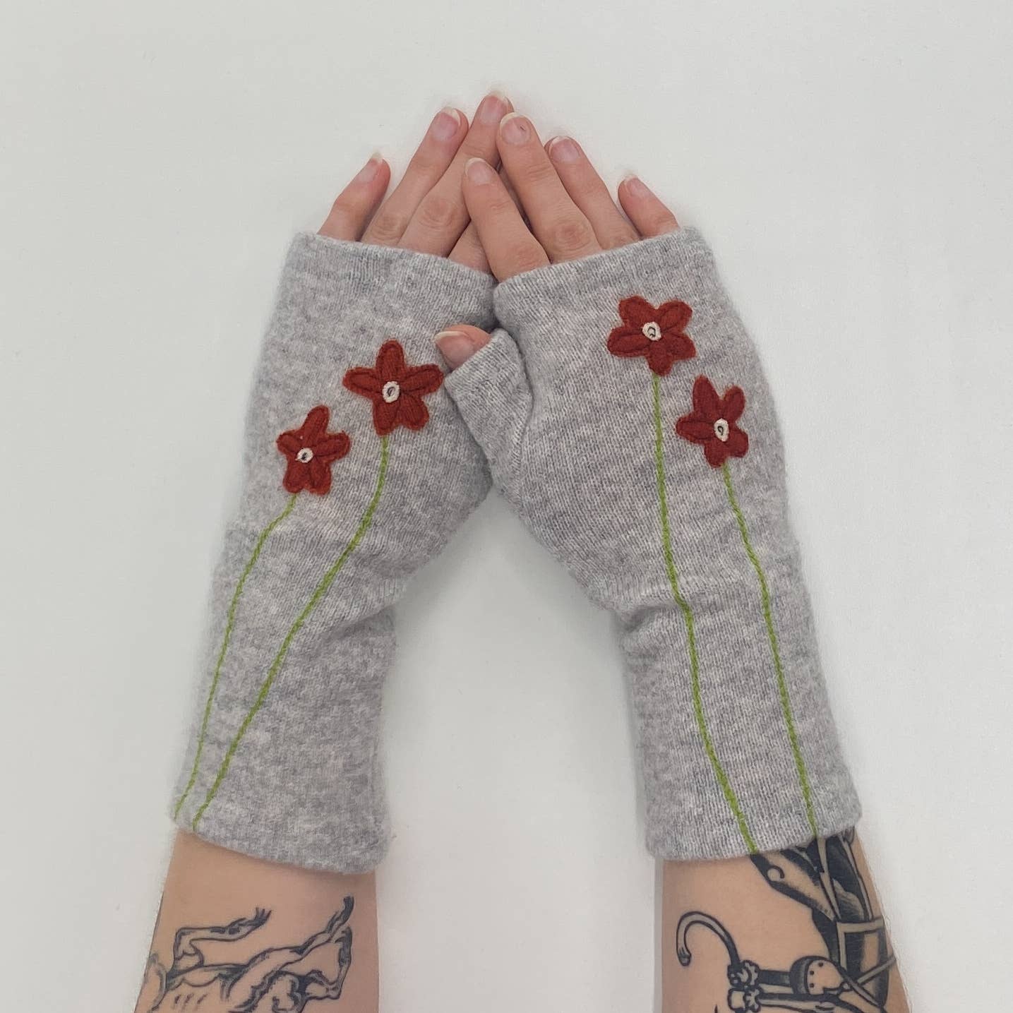 Fingerless Cashmere Gloves-Wildflower