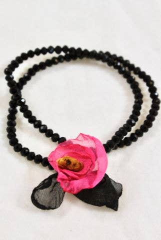 Black Double Crystal Flower Bracelet -The Classics Collection- B1-1019