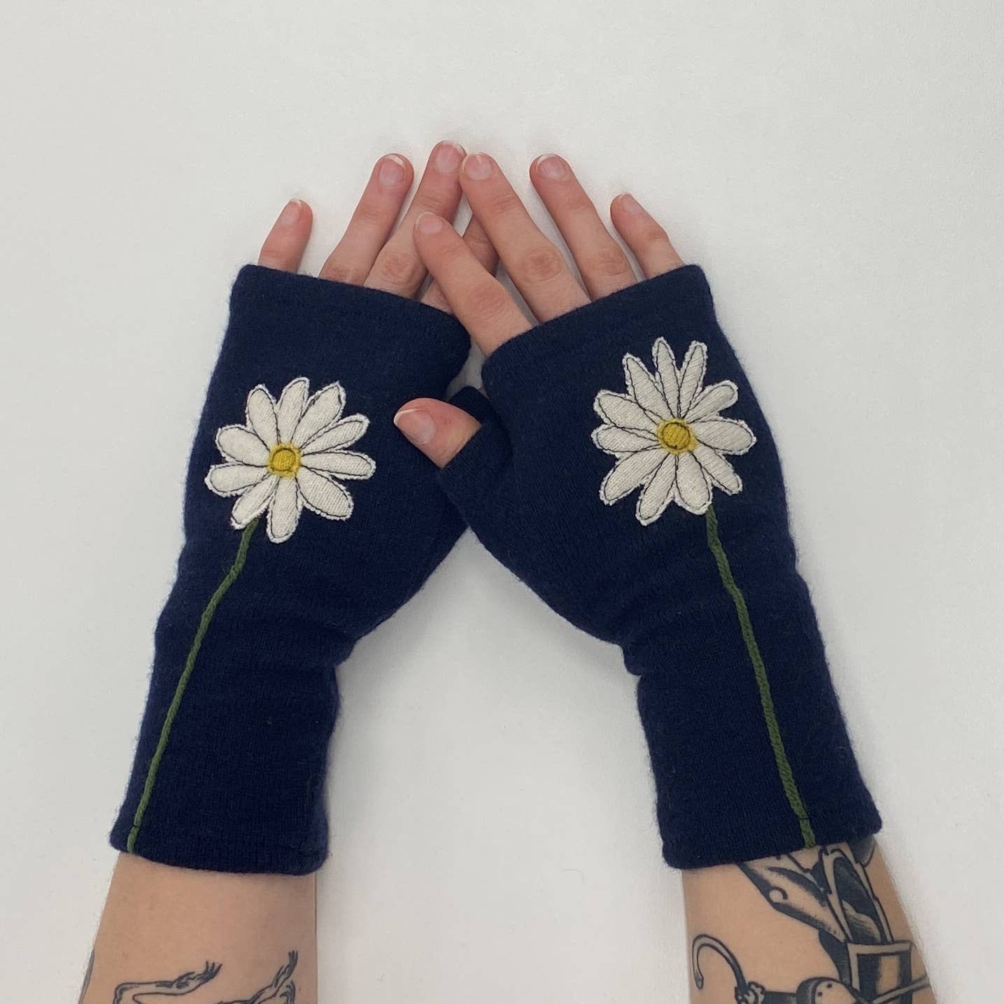 Fingerless Cashmere Gloves-Daisy