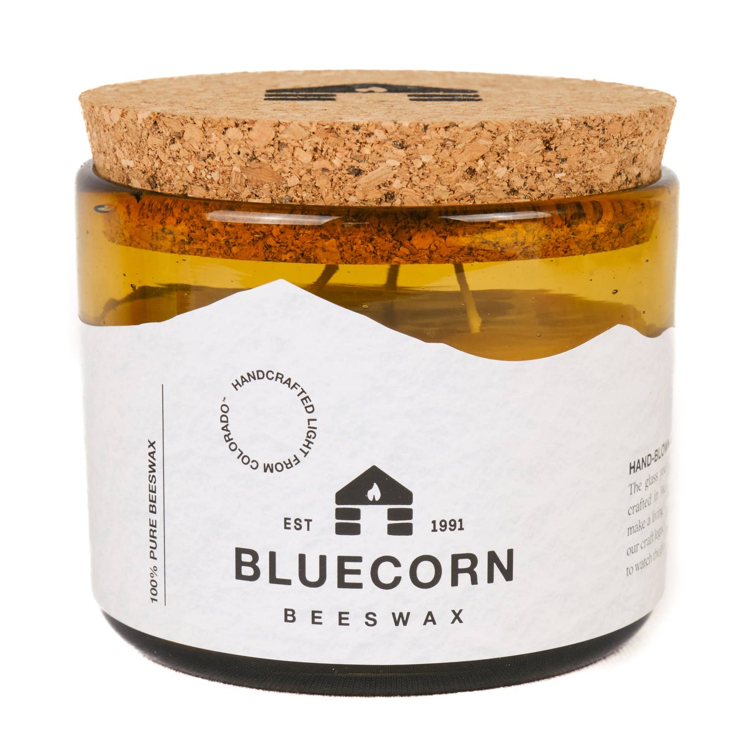 Pure Beeswax Jar Candle in Blown Glass Holder
