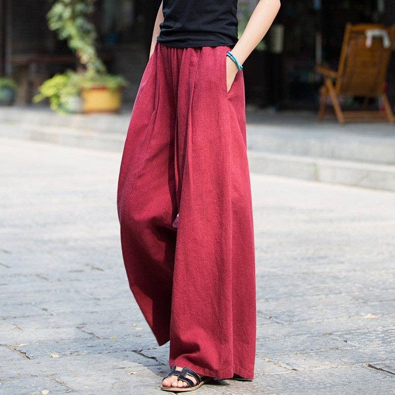 Solid Color Loose Wide Leg Pants