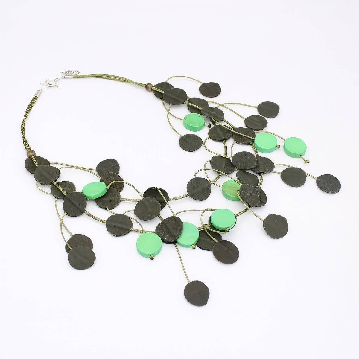 Urban Olive Leather Dangle Necklace