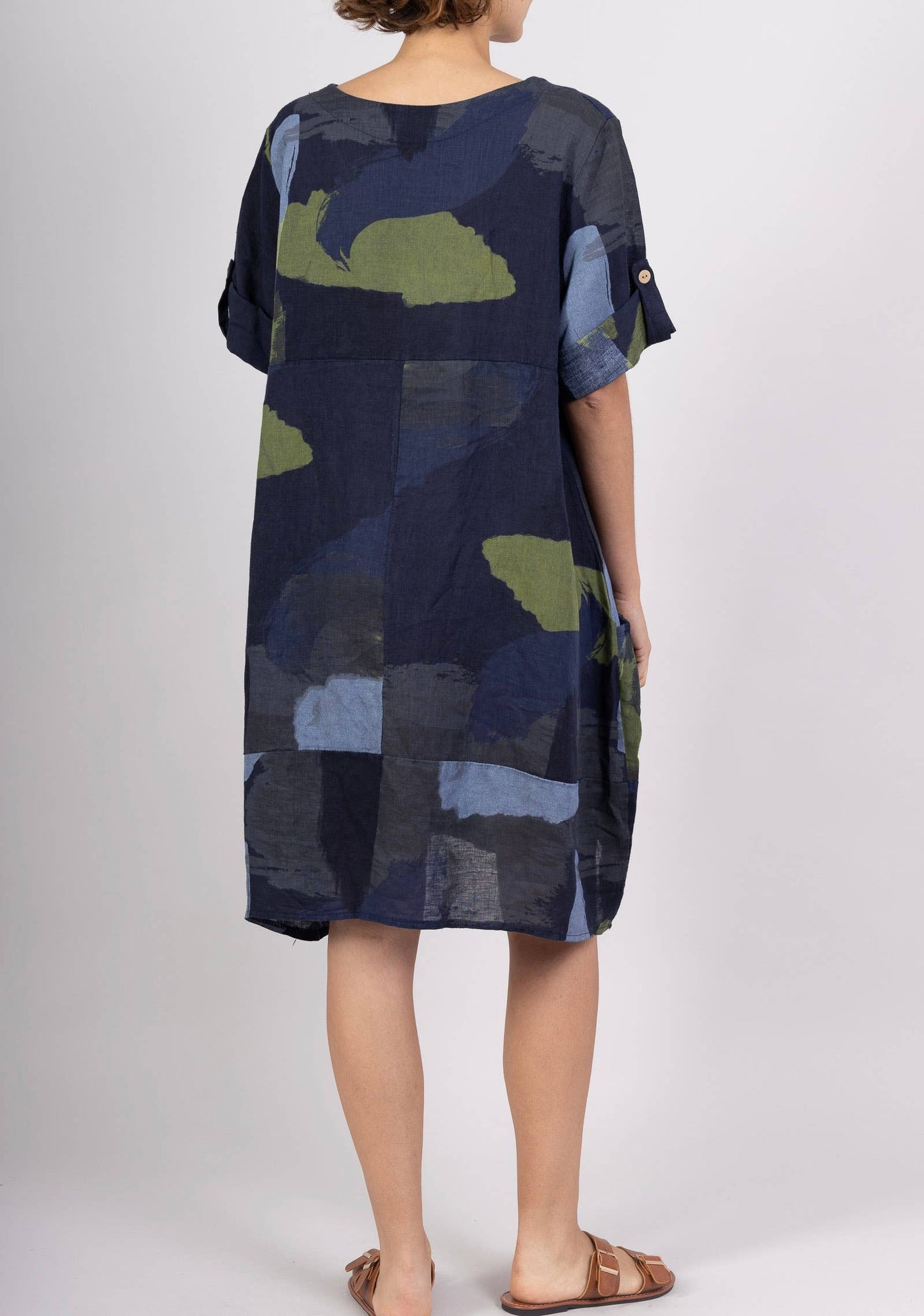 LINEN DRESS 0423 SPRING SUMMER CLOTHING ABSTRACT PATTERN