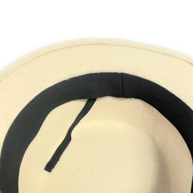 22S-1021 Wool Blend Flat Brim Hat with Buttons Accent