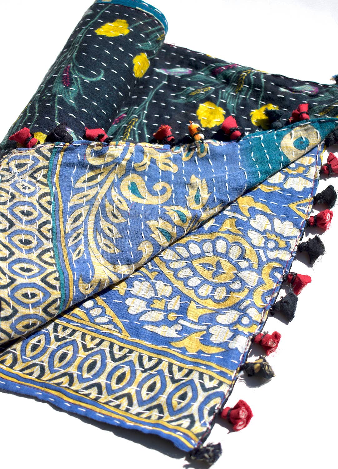 Black Kantha Table Runner