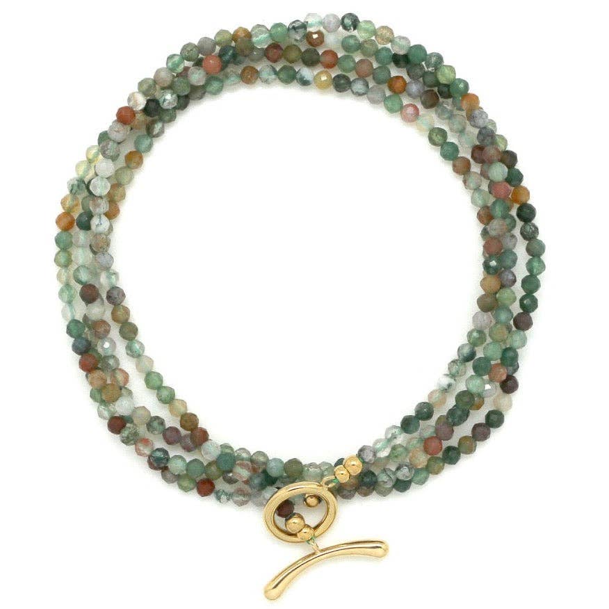 Faceted Indian Agate Necklace or Wrap Bracelet N2-2348 -French Flair Collection-