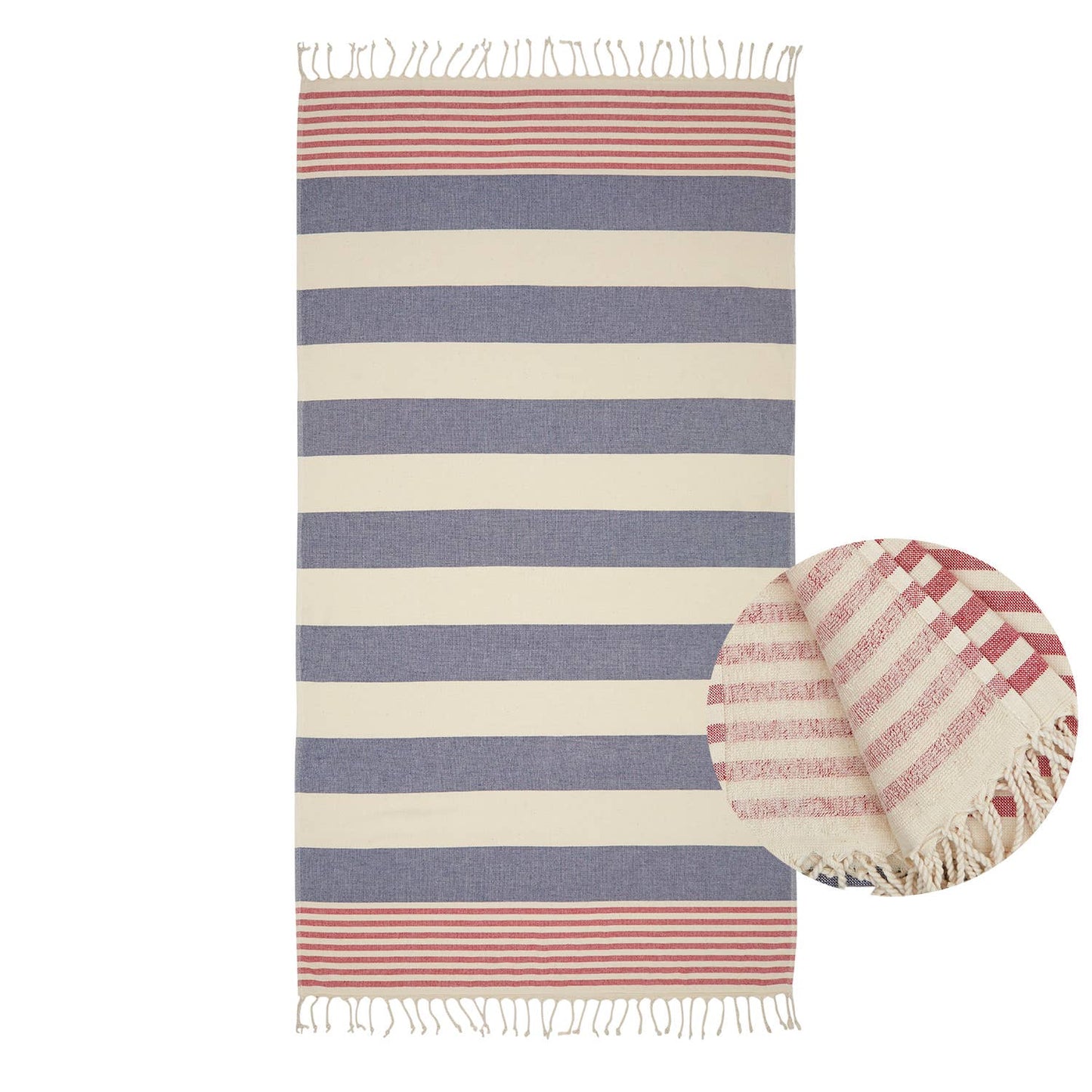 Navy Red Turkish Towels Terryback Beach Bath Patriotic 4july