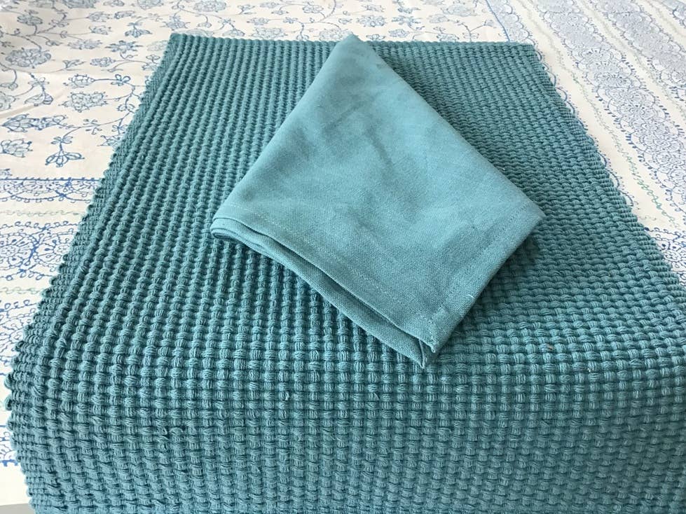 Napkins Woven Homespun Solid Smokey Turq