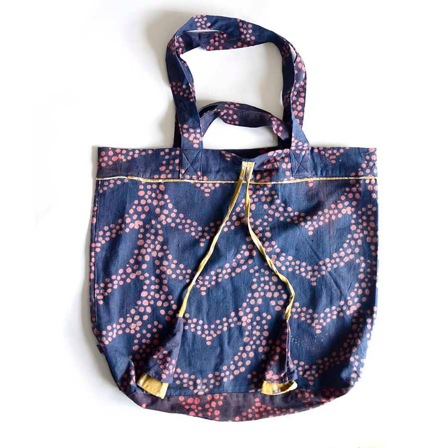 Hand-Dyed Indigo Cotton Grocery Tote Bag | MOBY