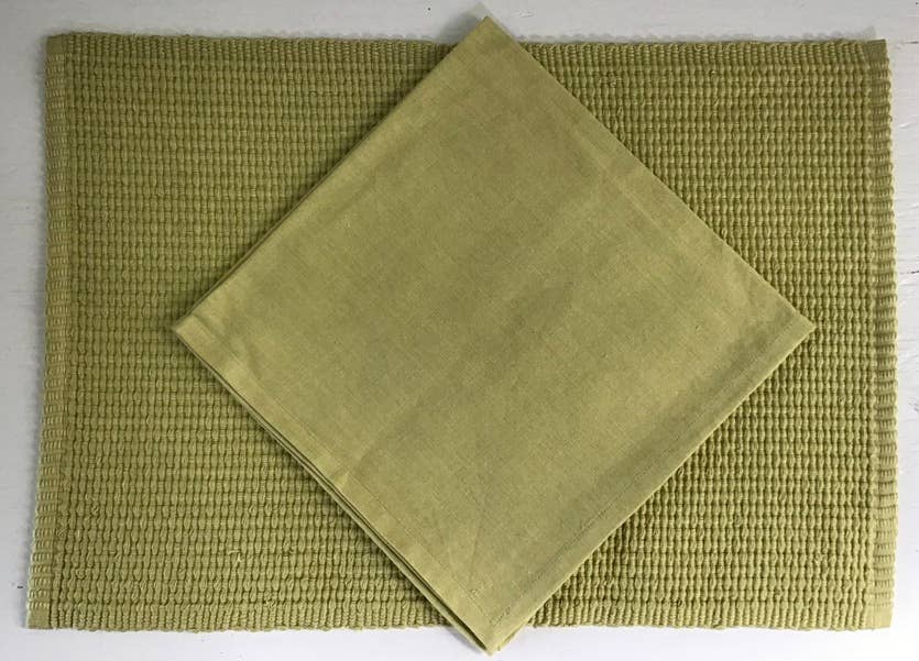 Tablemats Woven Homespun Solid Lemongrass