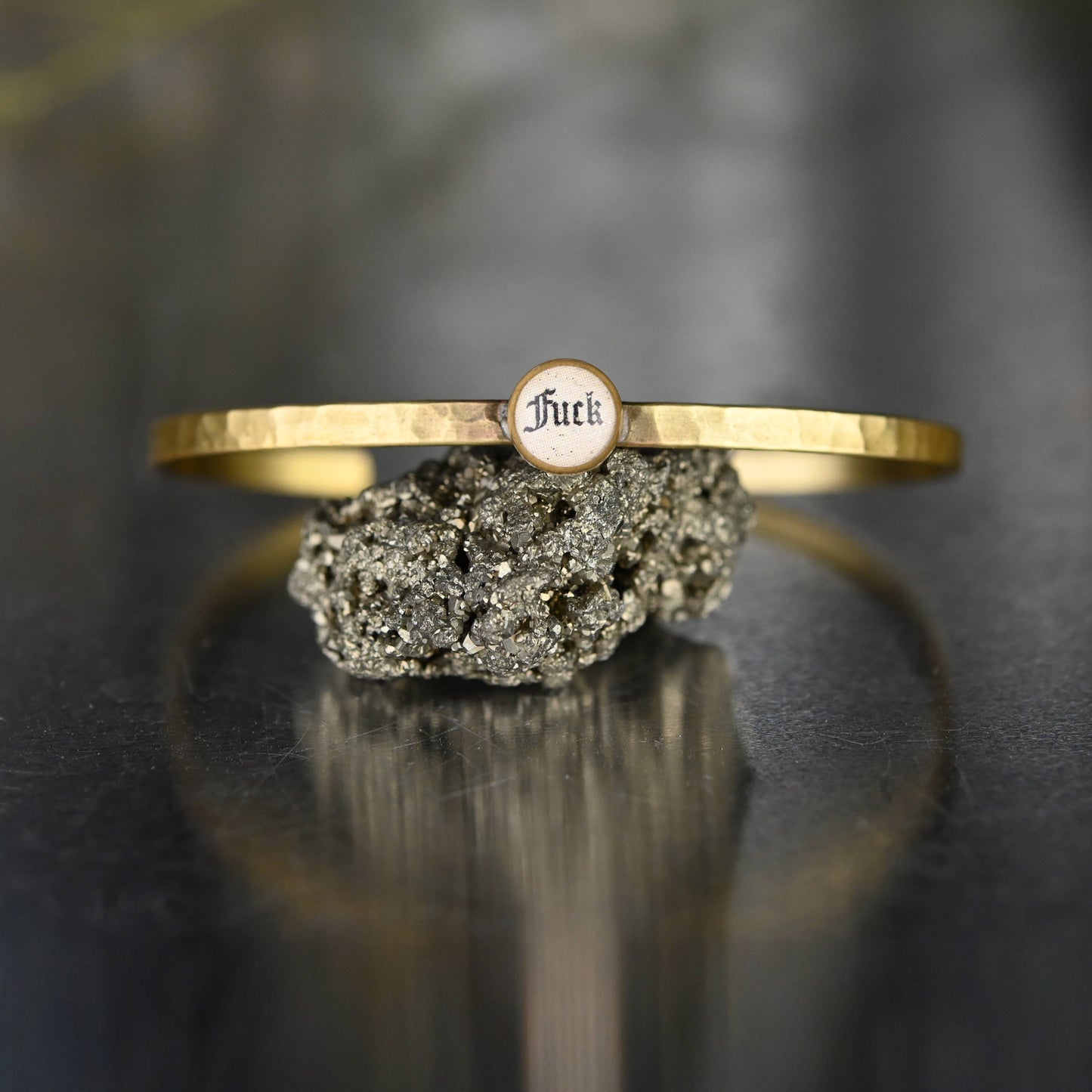 Thin Brass Cuff w/ Picture Image (Fuck)