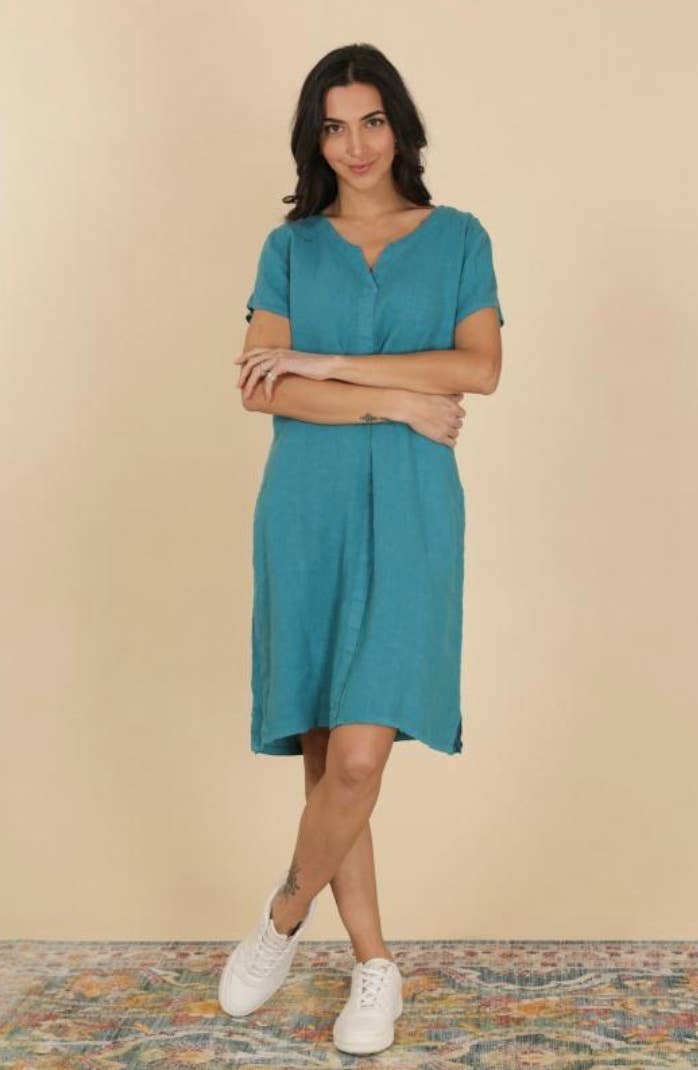 37692 TUNIC IN 100% LINEN: BOTANICAL