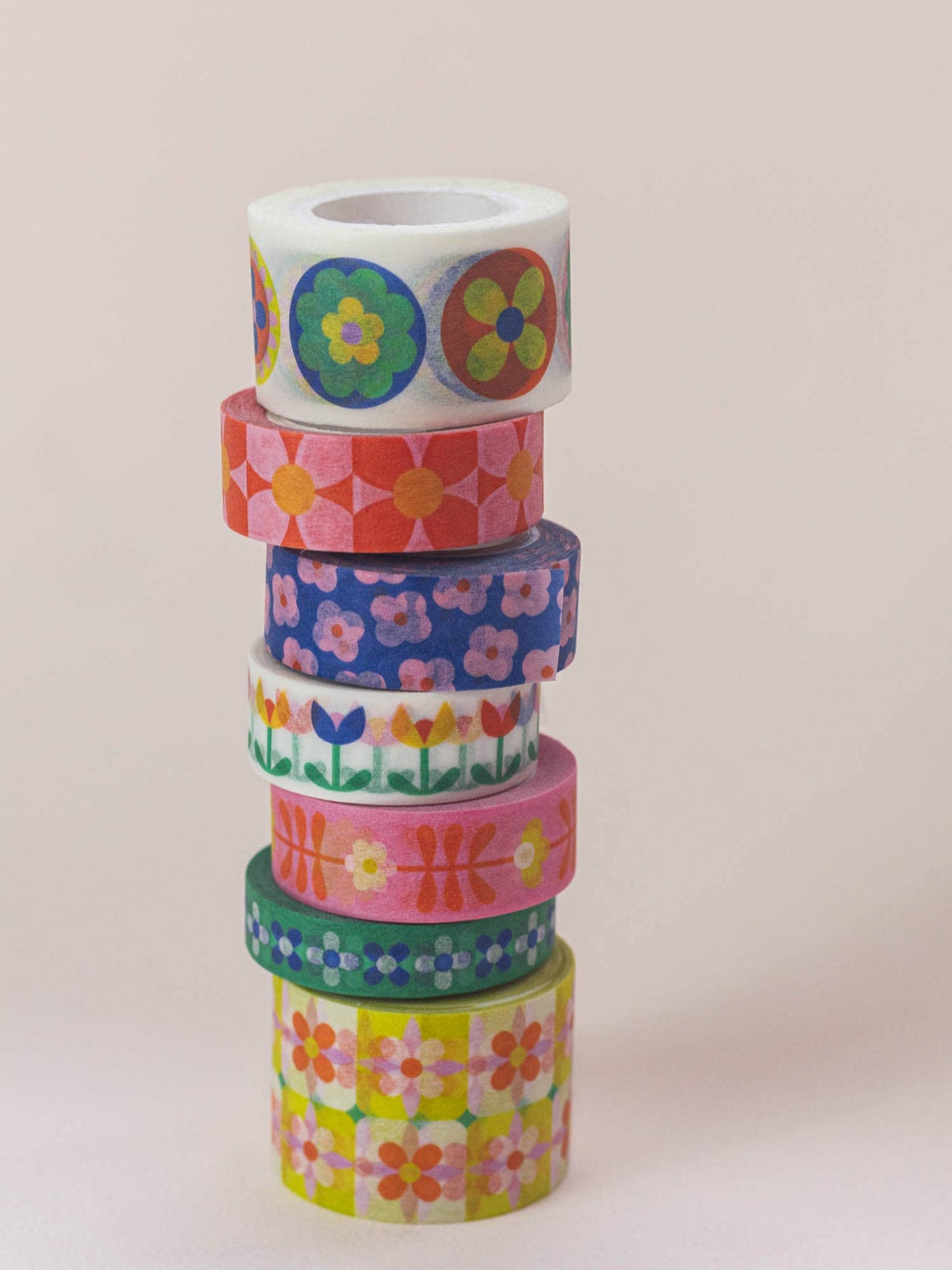 Primrose Party 15mm • Retro Scattered Flowers Washi Tape