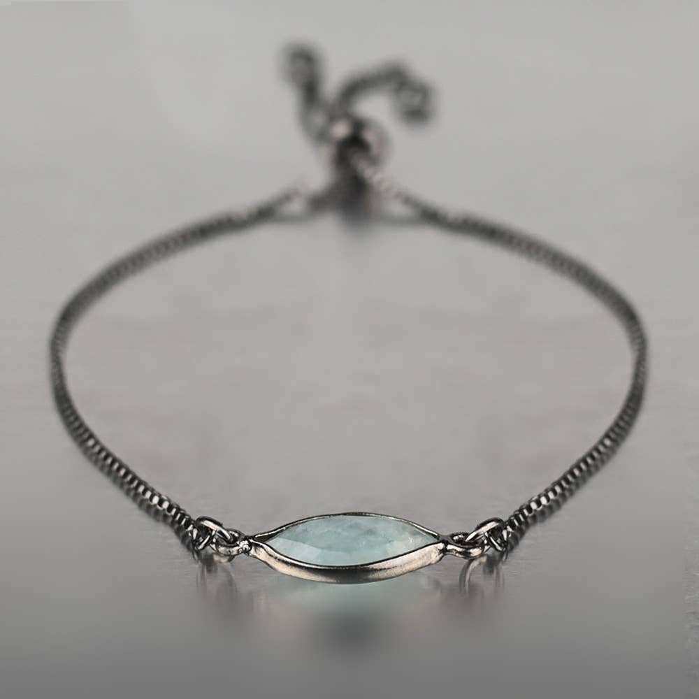 Milky Aquamarine Bracelet Adjustable (Gunmetal)