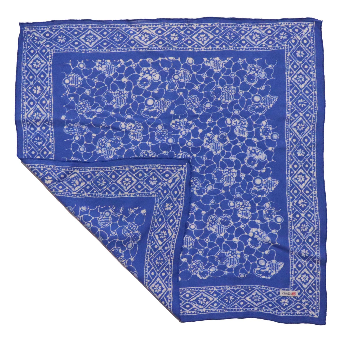 Hand Dyed Batik Bandana, 100% Soft Cotton, Boulder, Blue, Hair Scarf