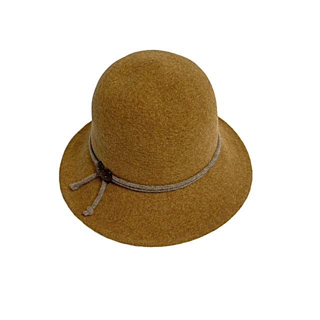 18S-1096 Boiled Wool Brim Hat with Tie And Buttons Accent