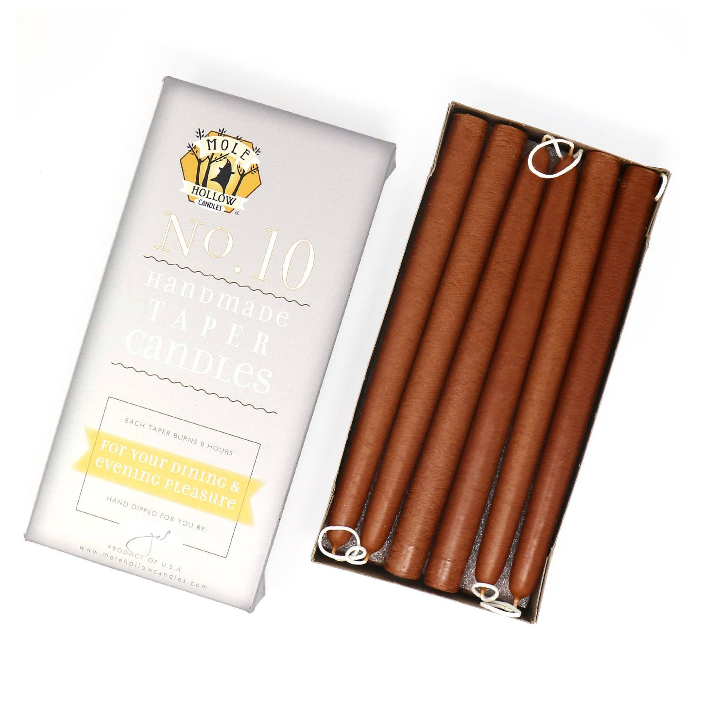 10" Hand Dipped Unscented Taper Candles - 39 Colors USA Made