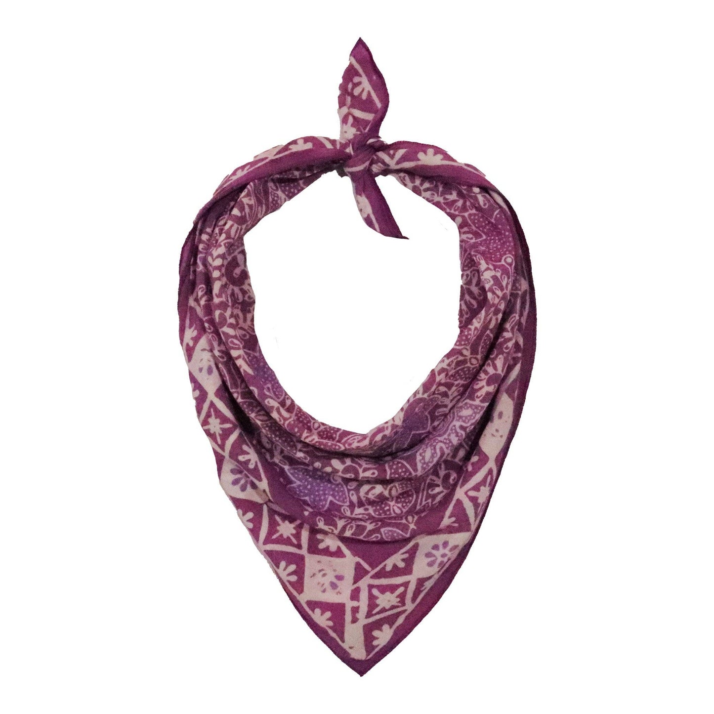 Hand Dyed Batik Bandana, 100% Soft Cotton, Pink Lilac