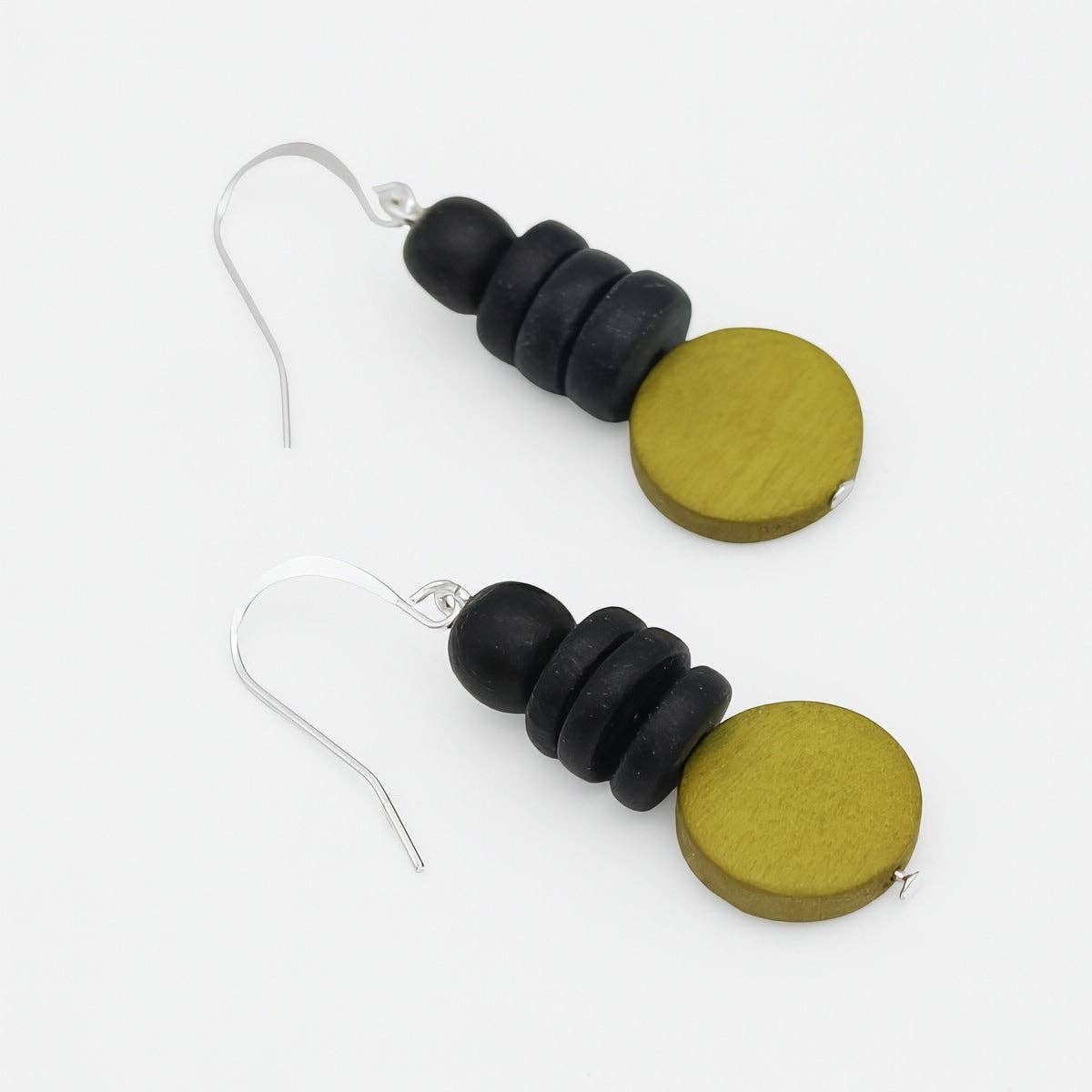 Black and Chartreuse Dusk Earrings