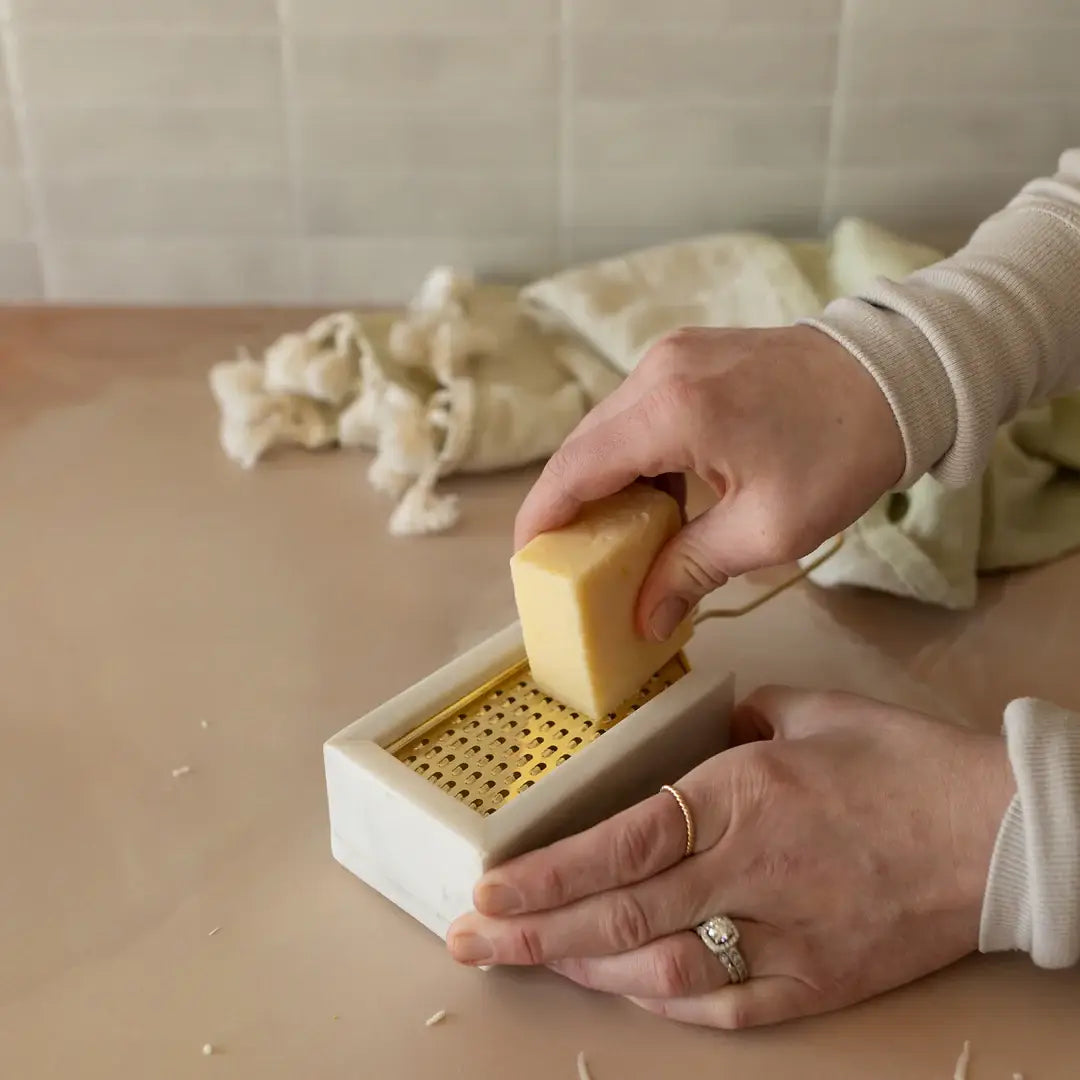 Elise Light Green Onyx Marble And Brass Cheese Grater