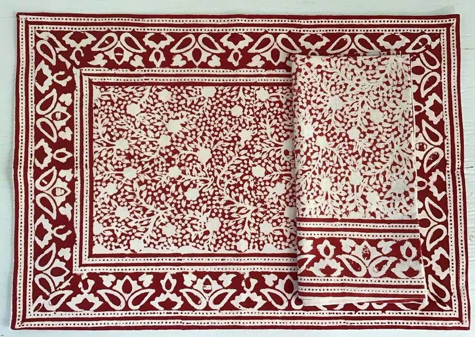 Tablemats Holiday Print Red