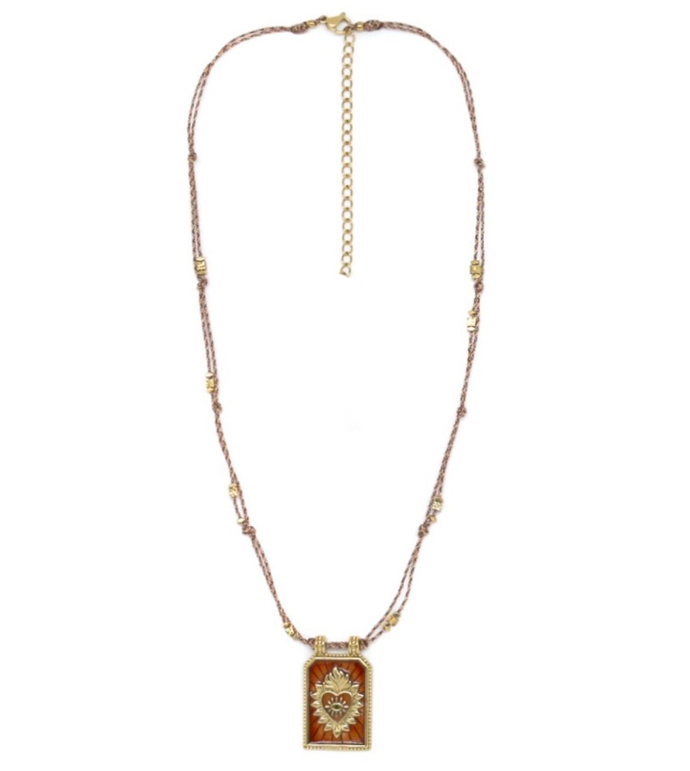 Deep Red Flaming Heart Necklace - N2-2569