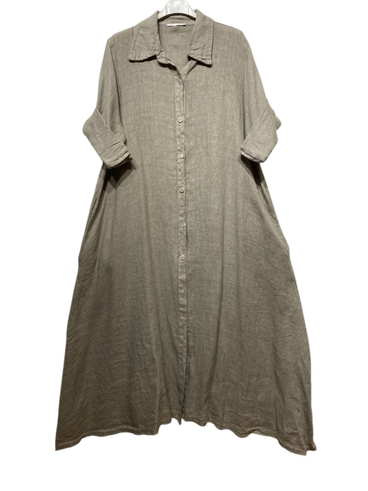 LONG LINEN DRESS WITH POCKETS