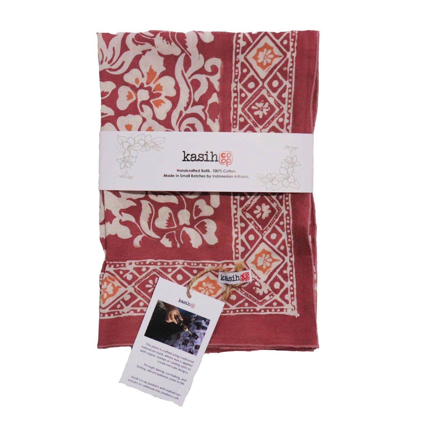 Hand Dyed Batik Bandana, Plum Haze, Floral, Purple, Scarf, 100% Cotton