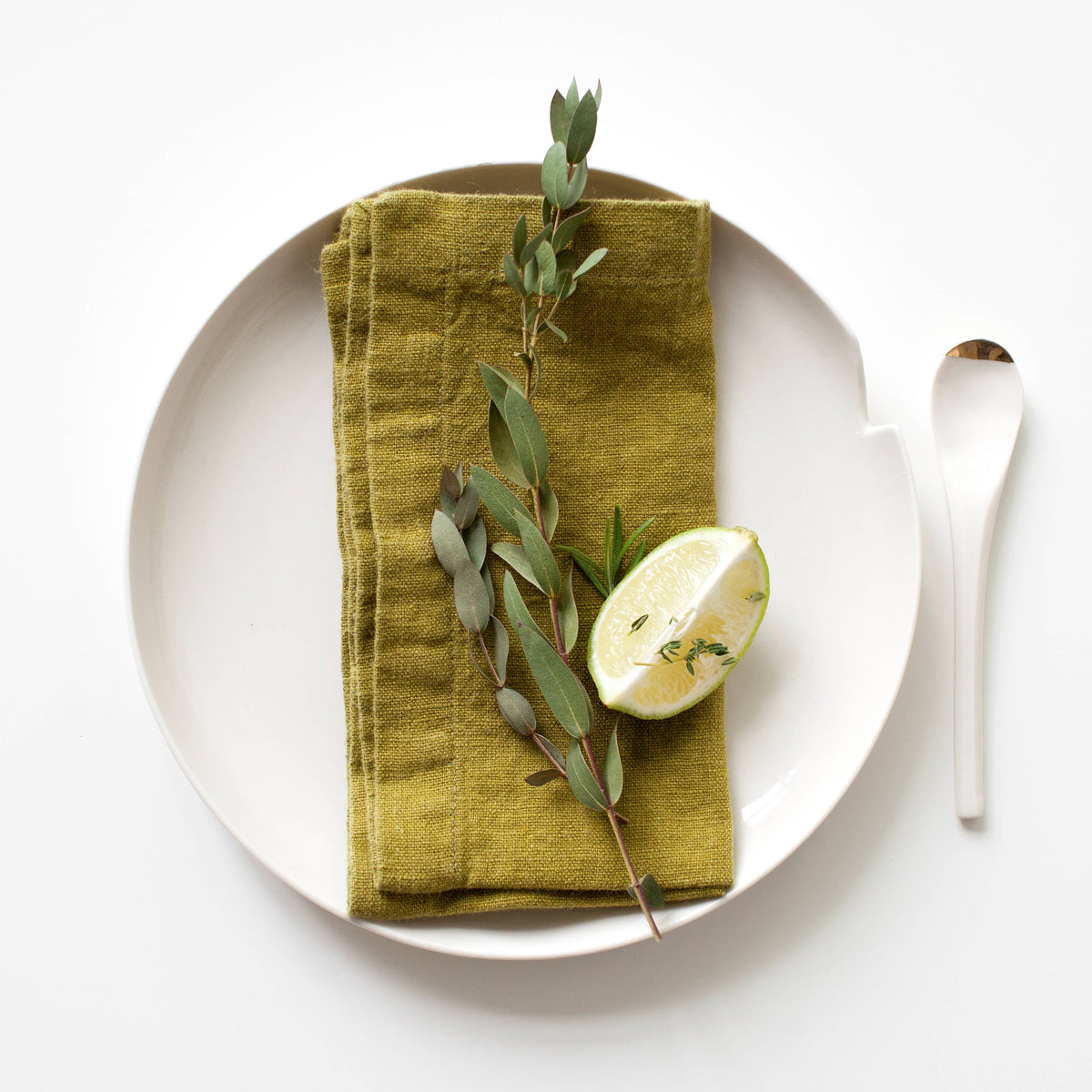 Moss Green Linen Napkins Set of 2