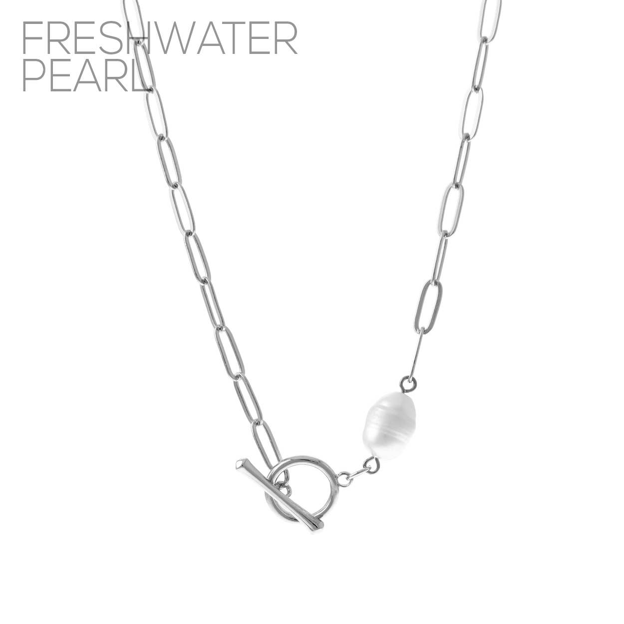 FRESHWATER PEARL CHAIN TOGGLE NECKLACE