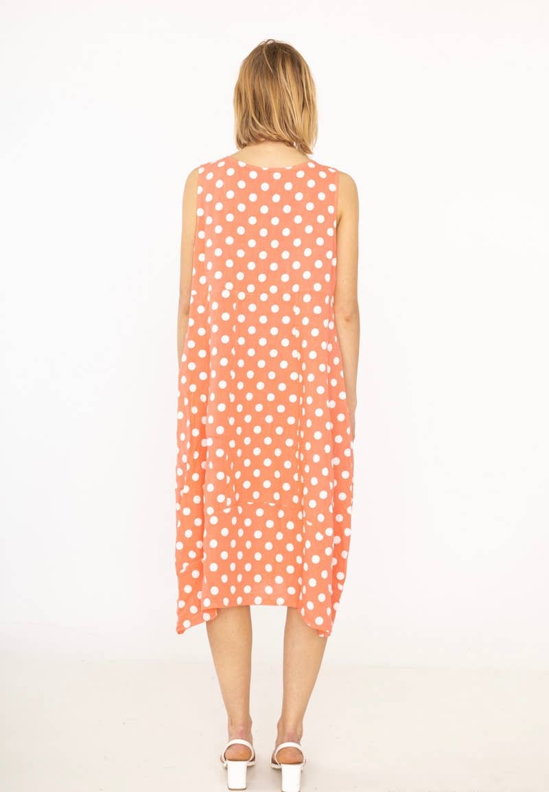 322 POLKA DOT DRESS IN LINEN SPRING SUMMER CLOTHING