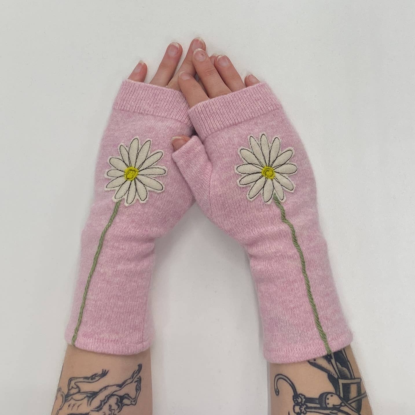 Fingerless Cashmere Gloves-Daisy
