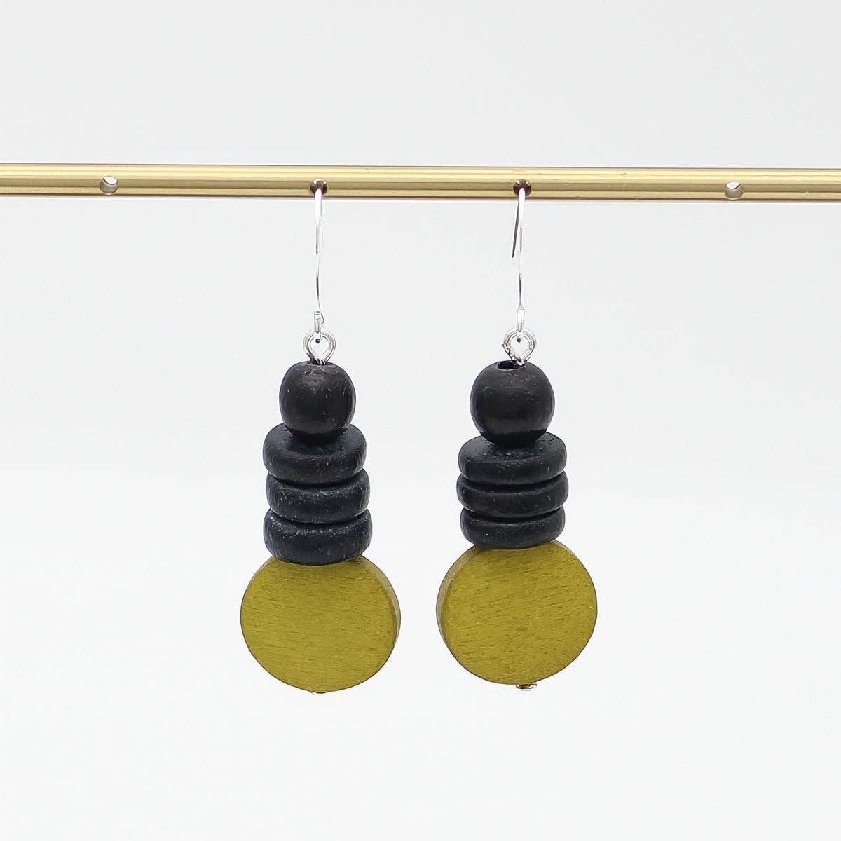 Black and Chartreuse Dusk Earrings
